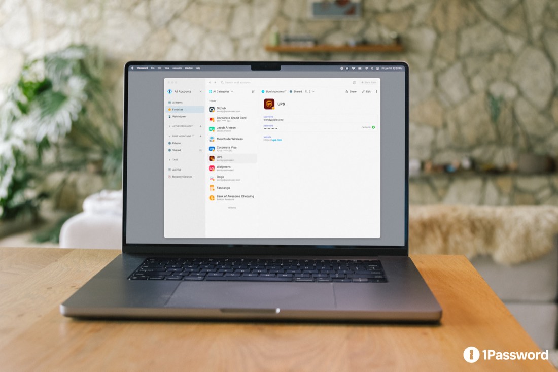 1Password 桌面 App 實際畫面